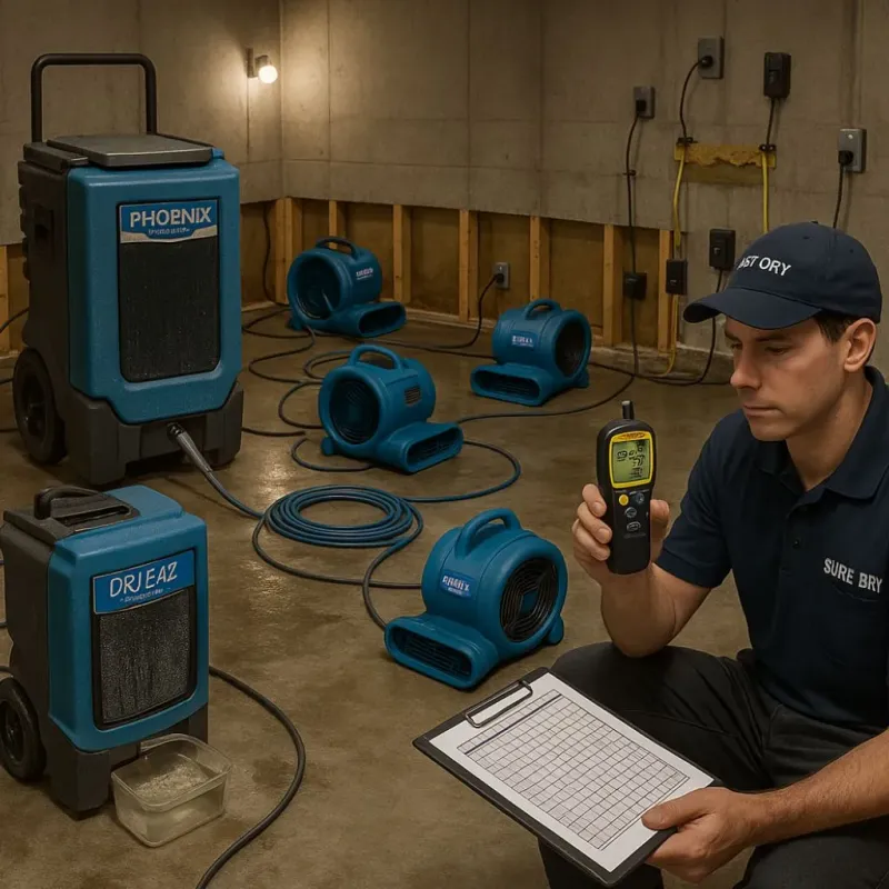 Structural Drying and Dehumidification process in Rittman, OH